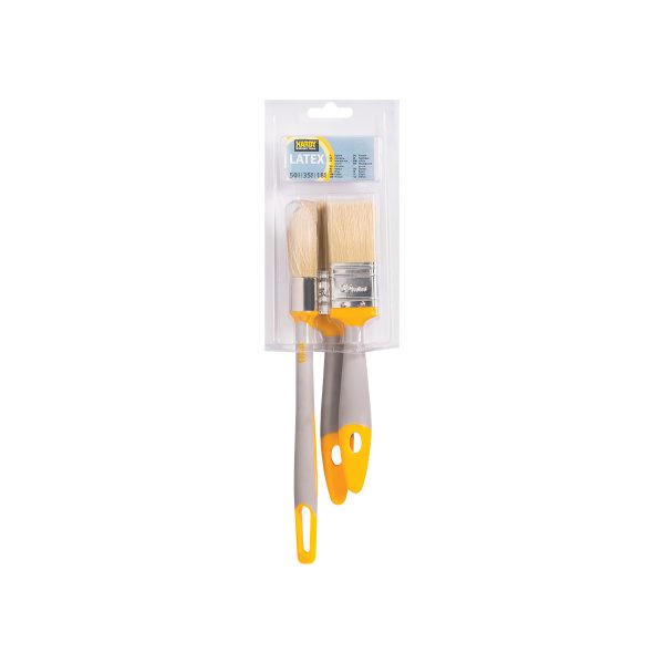 3PCS PAINT BRUSH SET 2K HANDLE (YELLOW)